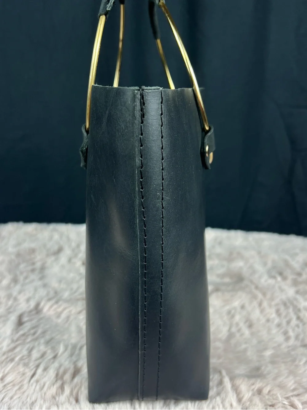 Tribe Alive Leather Luxe Black Genuine Leather Ring-Handle Handbag